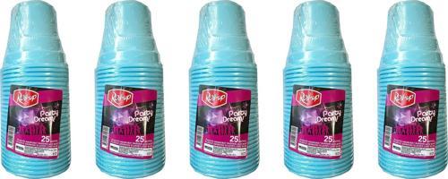 Party Dreams Parti Davet Piknik Renkli Plastik Sert Mika Bardak - Turkuaz - 25'li 5 Paket