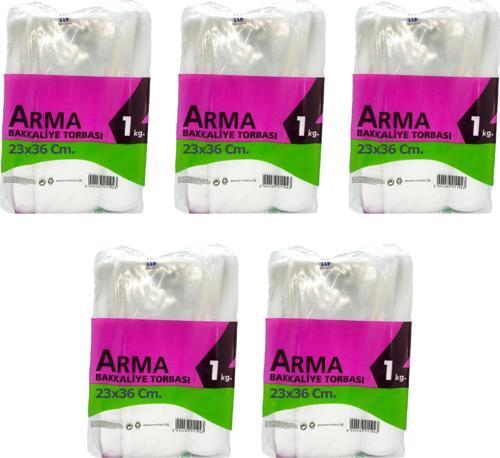 Naksan Arma Şeffaf Naylon 2 lik 23x36 Cm. Bakkaliye Poşeti Torbası - 1 Kg. - Ort. 190 Adet - 5 Paket