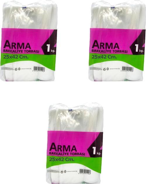 Naksan Arma Şeffaf Naylon 3 lük 25x42 Cm. Bakkaliye Poşeti Torbası - 1 Kg. - Ort. 140 Adet - 3 Paket