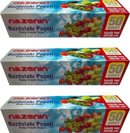 Düz Kilitsiz Şeffaf Küçük Boy Buzdolabı Yemek Gıda Poşeti Torbası- 20x30 Cm. - 50'li 3 Paket