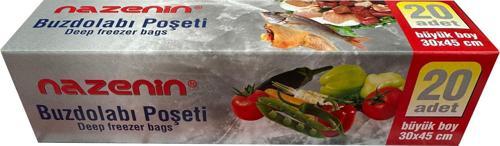 Düz Kilitsiz Şeffaf Büyük Boy Buzdolabı Yemek Gıda Poşeti Torbası- 30x45 Cm. - 20'li Paket