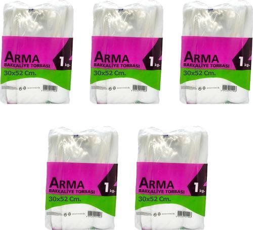 Naksan Arma Şeffaf Naylon 5 lik 30x52 Cm. Bakkaliye Poşeti Torbası - 1 Kg. - Ort. 85 Adet - 5 Paket 