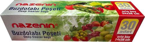 Düz Kilitsiz Şeffaf Orta Boy Buzdolabı Yemek Gıda Poşeti Torbası- 24x38 Cm. - 30'lu Paket