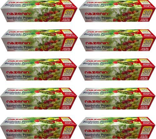 Düz Kilitsiz Şeffaf Orta Boy Buzdolabı Yemek Gıda Poşeti Torbası- 24x38 Cm. - 30'lu 10 Paket