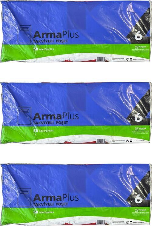 Plus Takviyeli Kalın Baskılı Beyaz Çanta Poşet Torba -6 No -60x70 Cm. -50 Adetlik 3 Paket