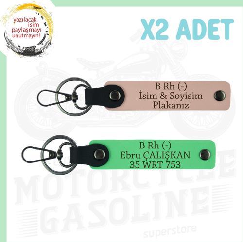 Yavruağzı-F Yeşil, Motor Severlere, İsim Plaka ve B Rh (-) Kan Grubu, Özel Tasarım 2'li Anahtarlık