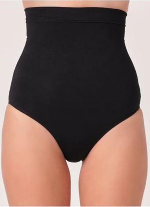 Bayan Siyah Dikişsiz Yüksek Bel Slip Külot Korse 780