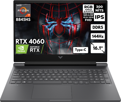Victus 16-S1010NT 7 8845HS 64GB 1 TBSSD RTX4060 (8GB) 16.1" FHD 144Hz Windows 11 Pro Gaming Notebook 9Z790EAHMF24