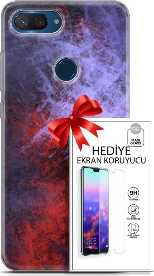 Xiaomi Mi 8 Lite Kılıf Orijinal Seri Nature 18 Karışık Parlak Kılıf + Ekran Koruyucu Full Korumak