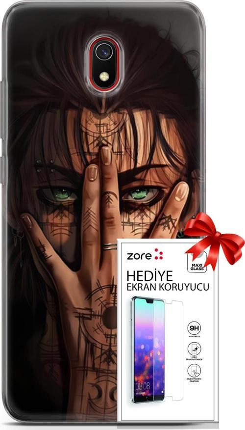 Xiaomi Redmi 8A Kılıf Orijinal Seri Supers 22 Eren Yeager Kap + Ekran Koruyucu