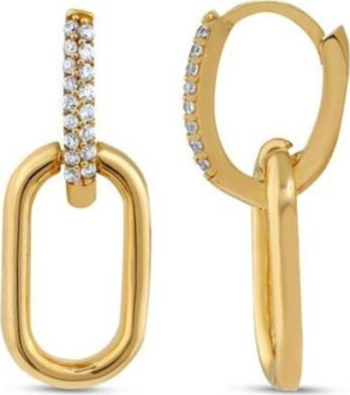 Taşlı Altın Halka Küpe - 14k - 3.05gr