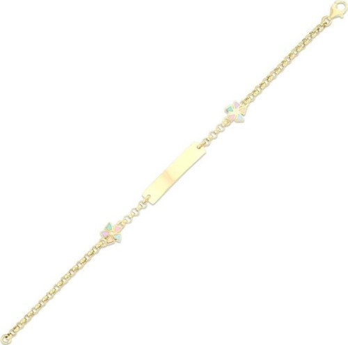 Çiçek Figürlü Altın Çocuk Künye - 14k - 2.81gr
