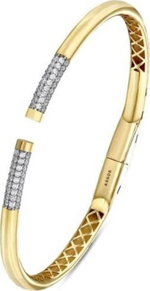 Taşlı Altın Kelepçe Bilezik - 14k - 10.17gr