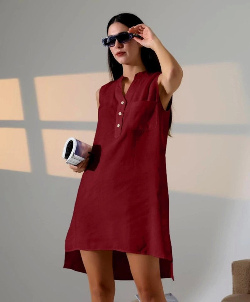 Düğme Detaylı Mini Elbise