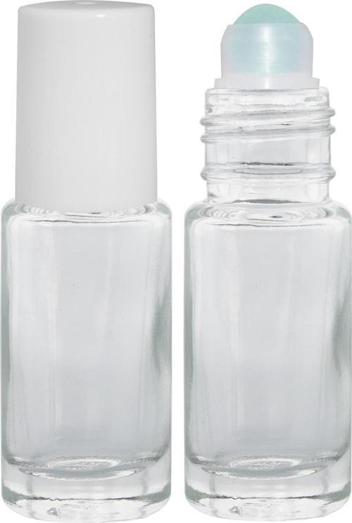 5 ml Boş Parfüm Esans Şişesi Roll on Cam – Beyaz Kapak Takım 20 Adet