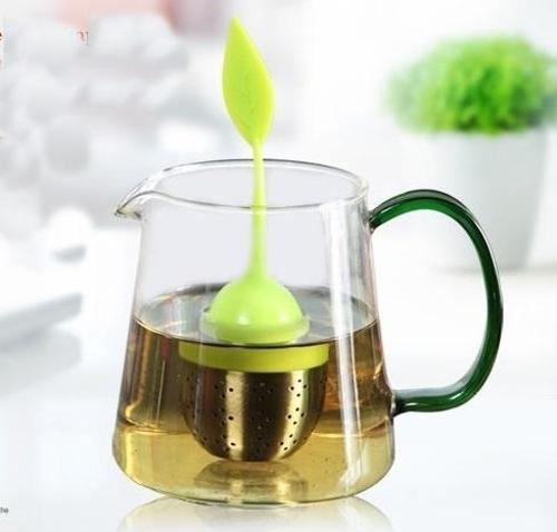 Büro Ev Ofis Çay Keyfi için Silikon Paslanmaz Çelik Yaprak Çay Süzgeci Kaşığı Demlik Topu Filtresi