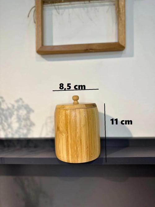 Büro Ev Ofis Mutfağı için 11x8CM Tekli Ahşap Bambu Kavanoz Saklama Kabı