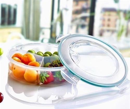 Büro Ev Ofis Mutfağı için 3BÖLME 1,35LT Sızdırmaz Kilitli Oval Saklama Kabı