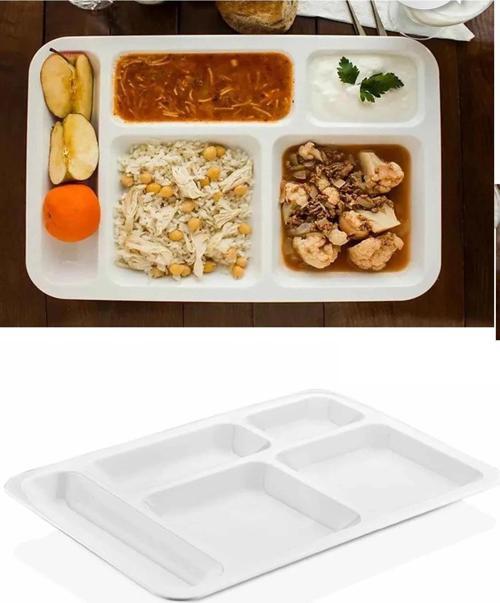 Büro Ev Ofis Mutfağı için 40x28CM 5BÖLME 10ADET Tekli Kırılmaz Tabldot Tabak Seti