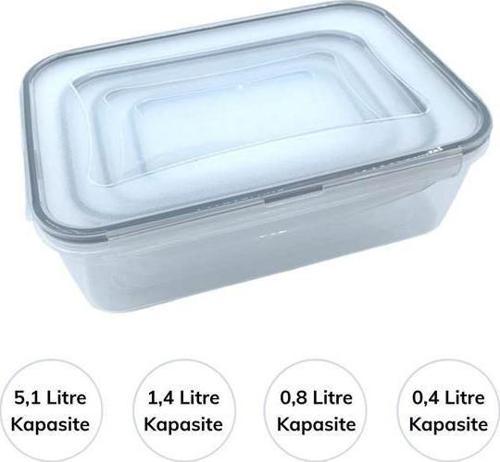 Büro Ev Ofis Mutfağı için 4BOY Plastik İç İçe Geçen Sızdırmaz Kapak Saklama Seti