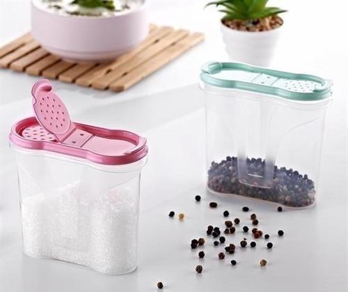 Büro Ev Ofis Mutfağı için Plastik Kapaklı Baharatlık Saklama Kutusu Kabı