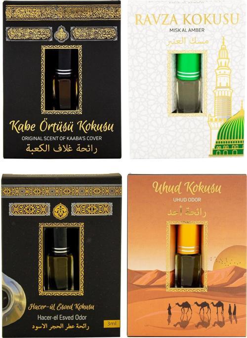 Kabe Örtüsü Kokusu Medine Ravza Kokusu Hacerül Esved Kokusu ve Uhud kokusu Alkolsüz Esans 3ml