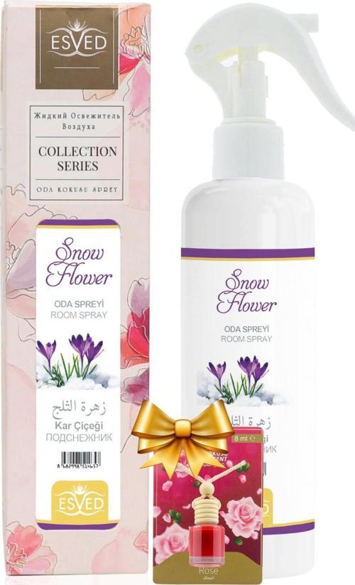 Kar Çiçeği Kokusu Sprey 400Ml. Gül Kokusu Araba Kokusu 8Ml. Hediyeli