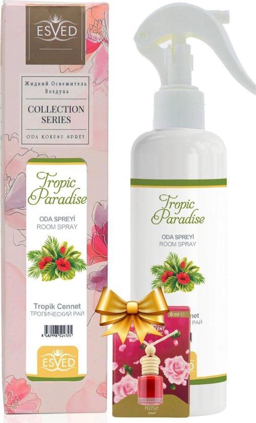 Tropik Cennet Kokusu Sprey 400Ml. Gül Araba Kokusu 8Ml. Hediyeli