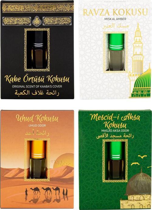 Kabe Örtüsü Kokusu Medine Ravza Kokusu Uhud Kokusu ve Mescidi Aksa kokusu Alkolsüz Esans 3ml