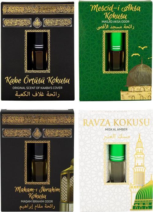 Kabe Örtüsü Kokusu Mescidi Aksa kokusu Makamı İbrahim Kokusu ve Medine Ravza Kokusu Alkolsüz Esans 3ml