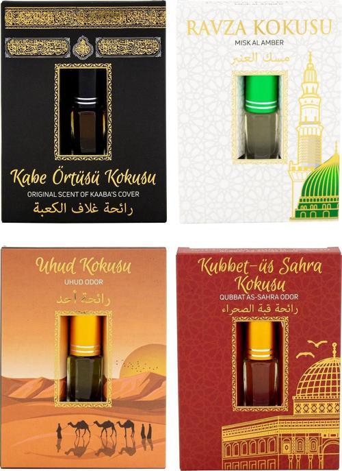 Kabe Örtüsü Kokusu Medine Ravza Kokusu Uhud Kokusu ve Kubbetül Sahra kokusu Alkolsüz Esans 3ml