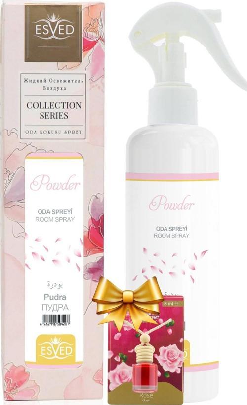 Pudra Kokusu Sprey 400Ml. Gül Kokusu Araba Kokusu 8Ml. Hediyeli