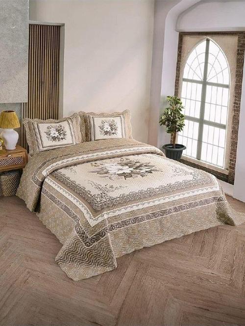 Çift Kişilik Microfiber Kapitone Yatak Örtüsü Beste Kahve