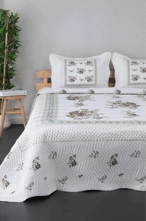 Çift Kişilik Microfiber Kapitone Yatak Örtüsü Flower Lila