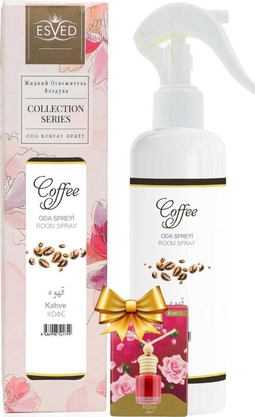 Kahve Kokusu Sprey 400Ml. Gül Kokusu Araba Kokusu 8Ml. Hediyeli