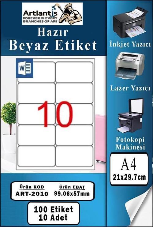 A4 Hazır Etiket 99.1x57 mm 10 Sayfa 1 Paket Kendinden Yapışkanlı Fotokopi Lazer İnkjet Kağıdı Yazıcılar İçin Uyumlu