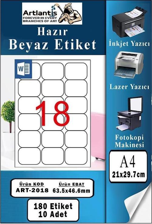 A4 Hazır Etiket 63.5x46.6 mm 10 Sayfa 1 Paket Kendinden Yapışkanlı Fotokopi Lazer İnkjet Kağıdı Yazıcılar İçin Uyumlu