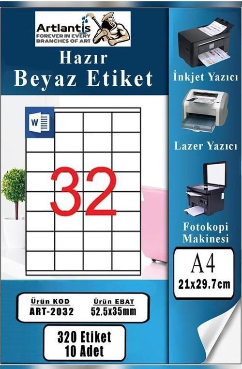 A4 Hazır Etiket 52.5x35 mm 10 Sayfa 1 Paket Kendinden Yapışkanlı Fotokopi Lazer İnkjet Kağıdı Yazıcılar İçin Uyumlu