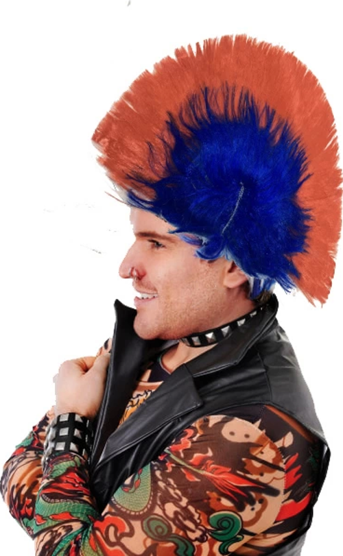 Mohican Mohawk Punk Peruk - 70 Li 80 Li Yıllar Peruk Model 6