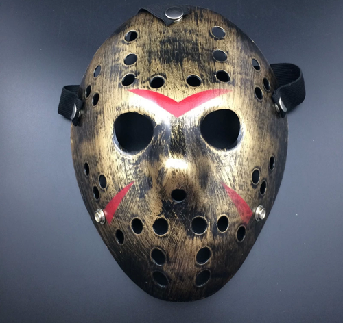 Bakır Renk Kırmızı Çizgili Tam Yüz Hokey Jason Maskesi Hannibal Maskesi