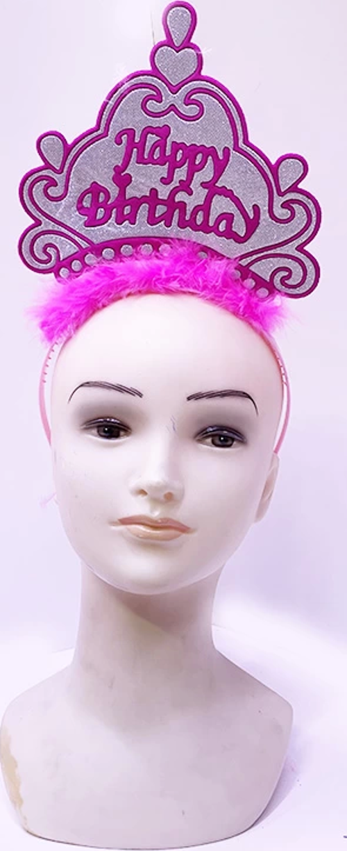 Happy Birthday Neon Pembe Renk Doğum Günü Tacı 24x15 Cm