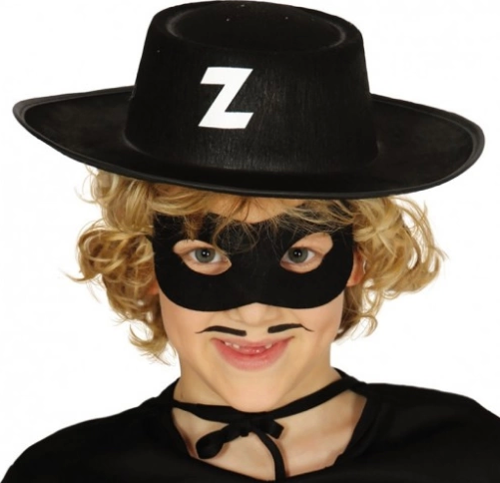 Z Logolu Zorro Şapkası Ve Zorro Maskesi Çocuk Boy
