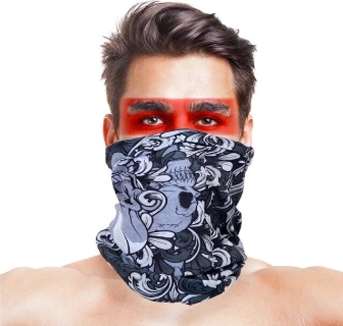 Baf Bandana Kafatası Yapraklı Maske