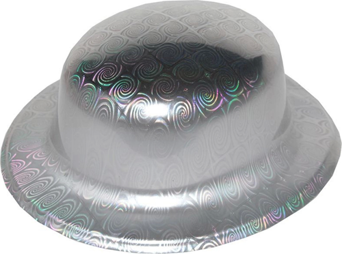 Gümüş Renk Hologramlı Plastik Yuvarlak Melon 27x24 Cm