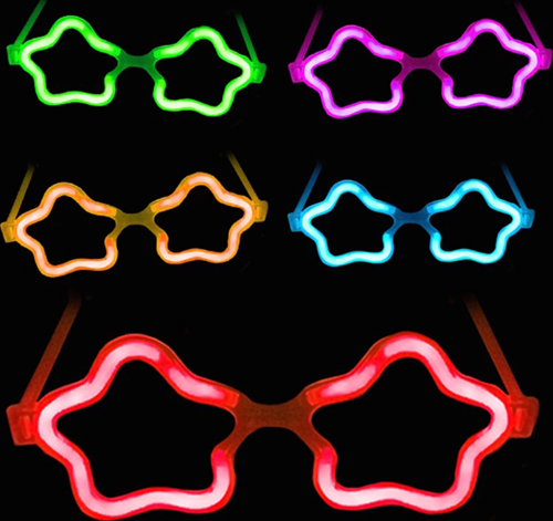 Yıldız Glow Gözlük - Yıldız Şekilli Glow Stick Gözlüğü - Glow Partisi Gözlük 12 Adet