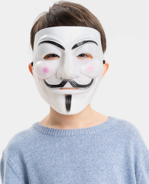 Beyaz Renk Pembe Yanaklı İthal V For Vendetta Maskesi
