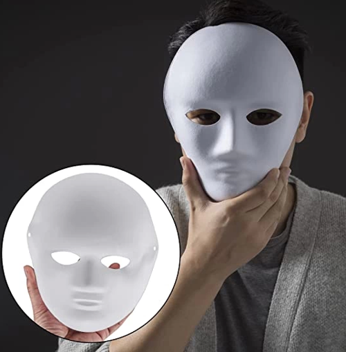 Beyaz Renk Boyanabilir Anonim Tam Yüz Cosplay Maske 24x18 Cm