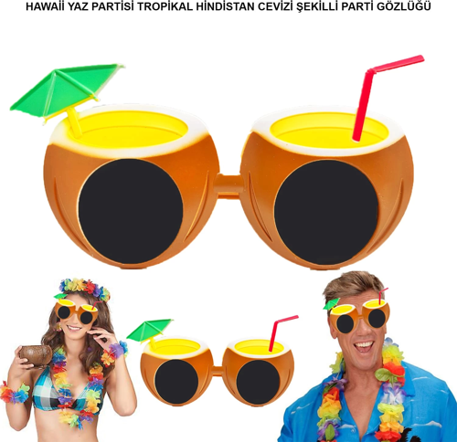 Hindistan Cevizi Tropikal Hawaii Yaza Merhaba Parti Gözlüğü