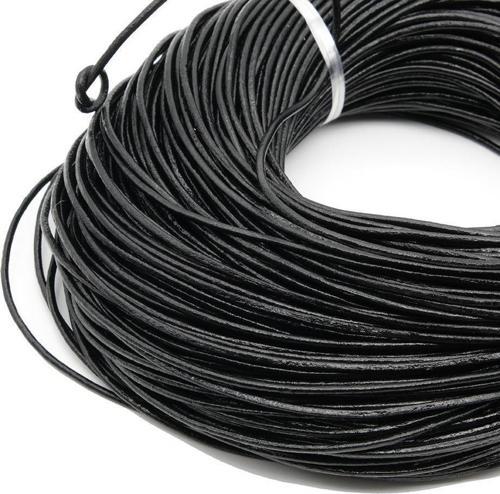 Deri İp Sırım Yuvarlak 2 mm (SİYAH) 1mt (Leathercraft, Deri Hobi)