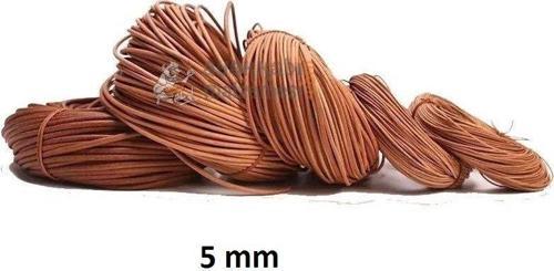 Deri Sırım İp Yuvarlak 5 mm Naturel 1mt (Leathercraft, Deri Hobi)